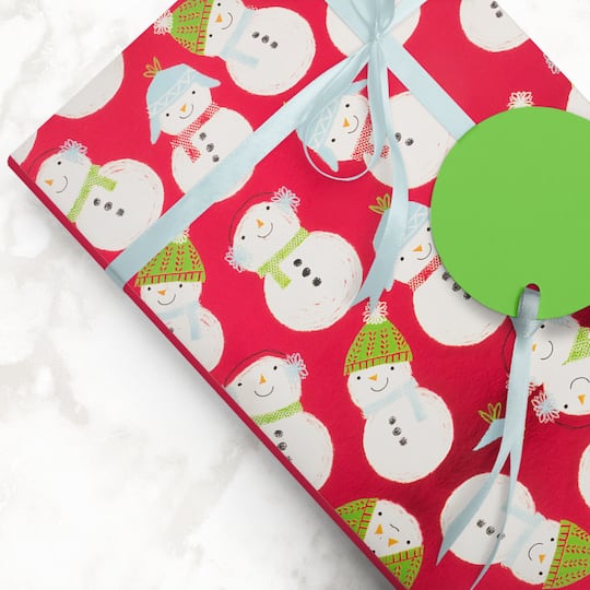 JAM Paper Cozy Snowmen Gift Wrap